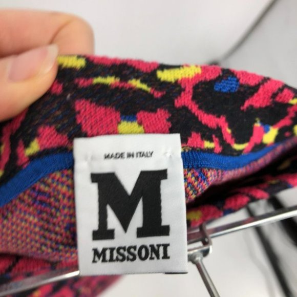 M  Missoni Bright Multicolor Jacquard Knit flared Midi skirt Red Blue inkblot 42 - Picture 2 of 14